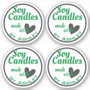 Klassiek groen en grijs hart op witte zeenkaarsen sticker