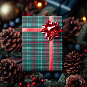 Klassiek groen en rood geruit patroon – Festief Cadeaupapier