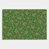 Klassiek groen en rood kerst Holly Patroon Inpakpapier Vel (Voorkant 3)