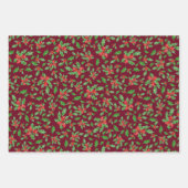 Klassiek groen en rood kerst Holly Patroon Inpakpapier Vel (Voorkant 2)
