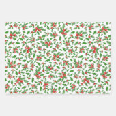 Klassiek groen en rood kerst Holly Patroon Inpakpapier Vel (Voorkant)