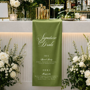 Klassiek groen kalligrafie Signature-drankenmenu Spandoek