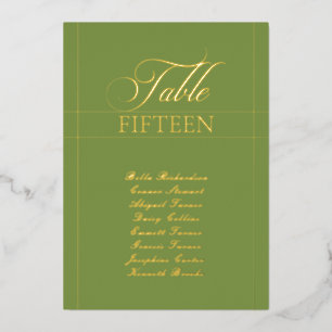 Klassiek groen randje trouwtafel nummervoor teken folie uitnodiging