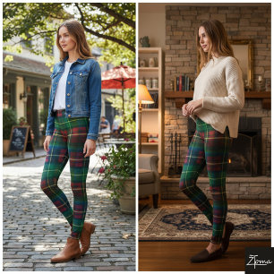 Klassiek Groen Rood Vierkant Kerstmis Tartan Leggings