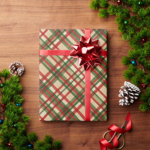 Klassiek groen rood Waterverf geplakt kunstpatroon Cadeaupapier