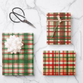 Klassiek groen rood Waterverf geplakt kunstpatroon Inpakpapier Vel