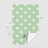 Klassiek groen stippenpatroon monogram golfhanddoek (Insitu)