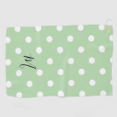 Klassiek groen stippenpatroon monogram golfhanddoek (Horizontaal)