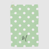 Klassiek groen stippenpatroon monogram golfhanddoek (Voorkant)