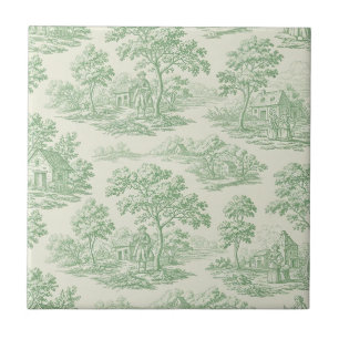 Klassiek groen toile boerderij landschap tegeltje