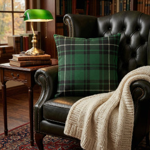 Klassiek groen & zwart tartan geruit kussen