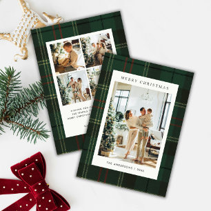 Klassiek groene ruit 5 foto Kerstmis Feestdagenkaart