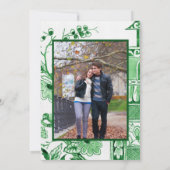 Klassiek groene witte Chinoiserie bloemmotief Save The Date (Achterkant)