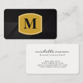 Klassiek groot monogram / zwart met lijnen visitekaartje (Voorkant / Achterkant)