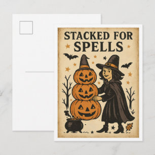 Klassiek Halloween Gestapeld voor Spreuken Briefkaart