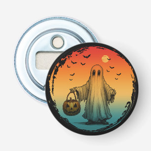 klassiek halloween griezelige geest pompoen vleerm button flesopener