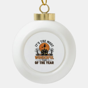 Klassiek Halloween Leukste Tijd T-shirt Ontwerp Keramische Bal Ornament