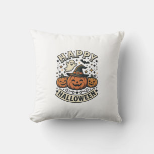 Klassiek Halloween Pompoen Spook T-shirt Ontwerp_1 Kussen