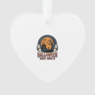 Klassiek Halloween Scene Gegraveerd Maan Spook Shi Ornament