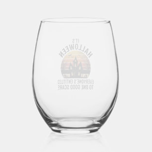 Klassiek Halloween Spokenhuis Goed Schrik T-shirt_ Wijnglas Zonder Voet