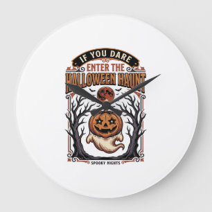 Klassiek Halloween T-shirt Spookachtige Gegraveerd Grote Klok