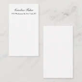 Klassiek handschrift eenvoudig wit informatiekaartje (Voorkant / Achterkant)