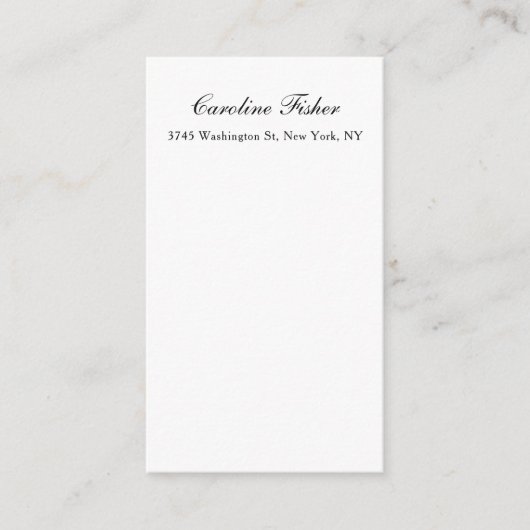 Klassiek handschrift eenvoudig wit informatiekaartje (Voorkant)