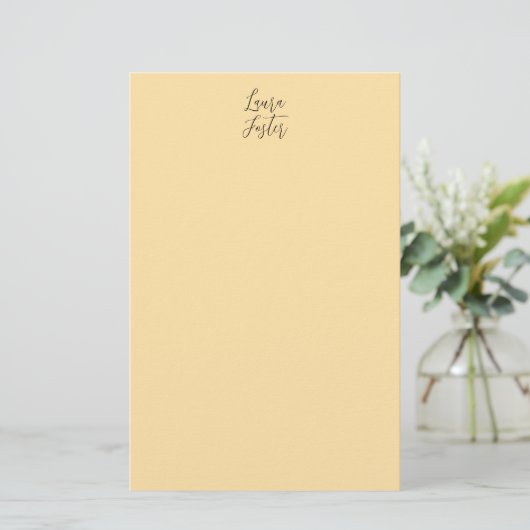 Klassiek handschrift Elegante naam Beige kleur Briefpapier (Staand voorkant)