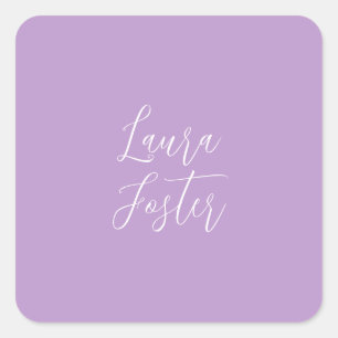 Klassiek handschrift Elegante naam Lila kleur Vierkante Sticker