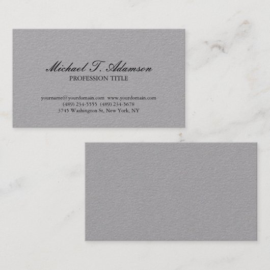Klassiek handschrift Grijs Elegant Gewoon Eenvoudi Visitekaartje (Voorkant / Achterkant)