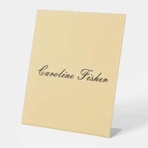 Klassiek handschrift Plain Simple Beige Reclamebord Met Voetstuk