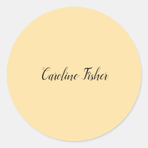 Klassiek handschrift Plain Simple Beige Ronde Sticker