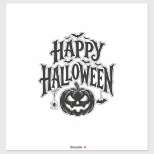 Klassiek Happy Halloween Pompoen Vleermuis Shirt D Sticker