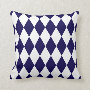Klassiek Harlequin-diamantpatroon kobalt Kussen