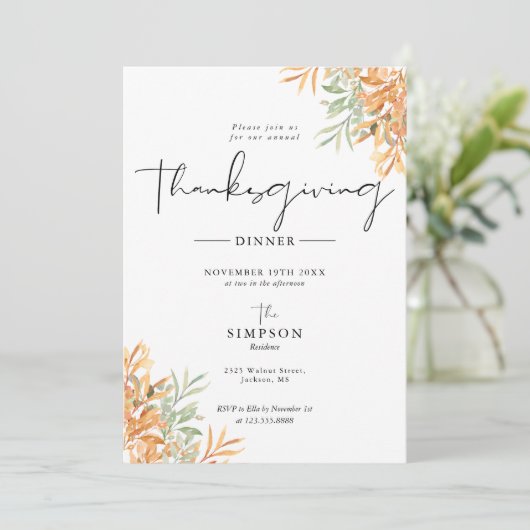 Klassiek herfst Thanksgiving diner Feestdagenkaart (Staand voorkant)