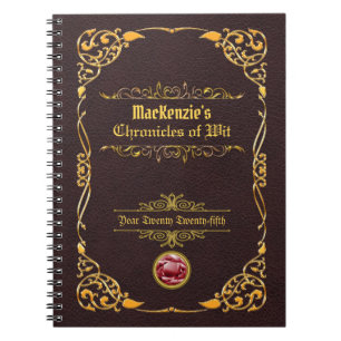 Klassiek Hoesje Gold Ornament Brown Leather Notitieboek
