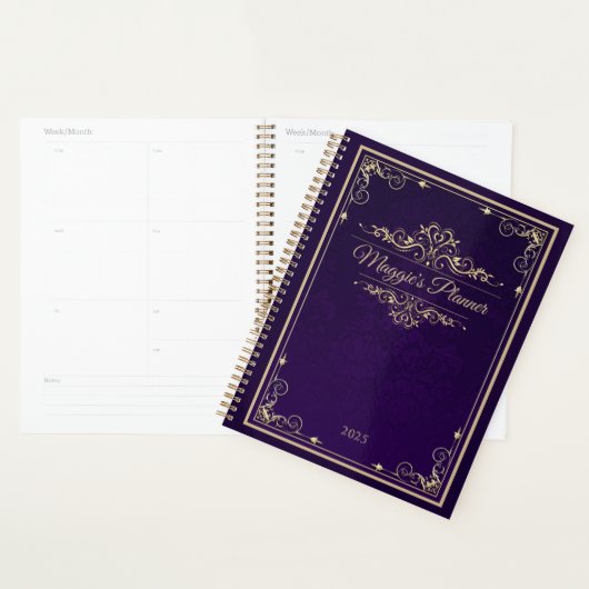 Klassiek Hoesje Paars Damask Gold Ornament Planner (Display)