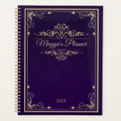 Klassiek Hoesje Paars Damask Gold Ornament Planner (Voorkant)