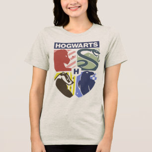 Klassiek HOGWARTS™ Gestempeld Wapenembleem Tri-Blend Shirt