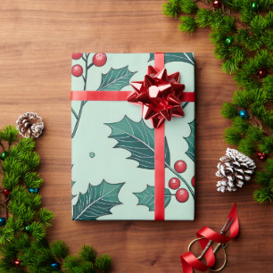 Klassiek Holly Christmas Wrapping Paper Cadeaupapier