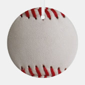 Klassiek honkbal en softbal rode stiksels glas ornament (Achterkant)