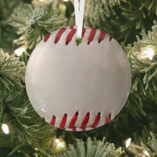 Klassiek honkbal en softbal rode stiksels glas ornament (Insitu)