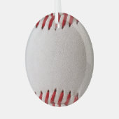Klassiek honkbal en softbal rode stiksels glas ornament (Voorkant links)