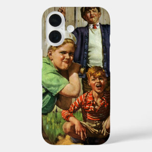 Klassiek honkbalspel, kinderen jongens sportspeler iPhone 16 hoesje