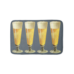 Klassiek hoog glas koude bier, alcoholische drank badmat