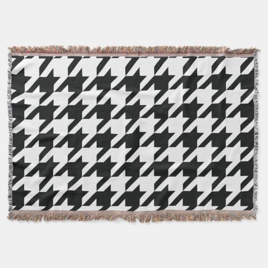 Klassiek Houndstooth-patroon: Zwart & Wit Vintage Deken (Voorkant)