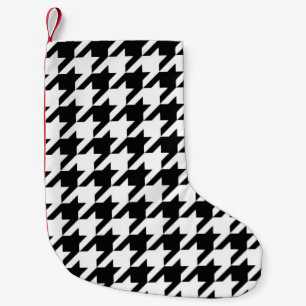 Klassiek Houndstooth-patroon: Zwart & Wit Vintage Kleine Kerstsok