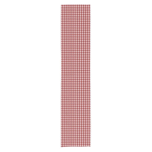 Klassiek Houndstooth Pattern in Rood en Wit Korte Tafelloper (Voorkant)