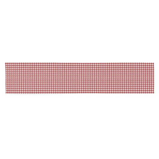 Klassiek Houndstooth Pattern in Rood en Wit Korte Tafelloper (Horizontaal)