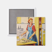 Klassiek huisvrouw Retro l Kitchen gift Magneet (Voorkant / Achterkant)